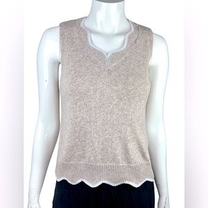 Neutral Knit Scalloped Hem Sweater Tank Top | Size M